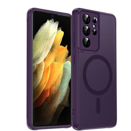 LeYi for S21-Ultra Phone Case: MagSafe Fit & Slim Frosted Translucent | Samsung Galaxy S21 Ultra Case Military-Grade Protection Soft-Touch Funda para Samsung Galaxy S 21Ultra5G Cellphone, Purple - color: Purple, size: Galaxy S21 Ultra (6.8 Inch)