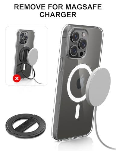 EWA MagOne Ultra for Magsafe Phone Grip Kickstand [Replaceable Elastic Finger Loop], Mag Safe Ring Holder Stand, Two-Sided Magnetic Phone Accessories for iPhone 17,16,15,14,13,12 Pro/Max/Plus-Black - color: Black