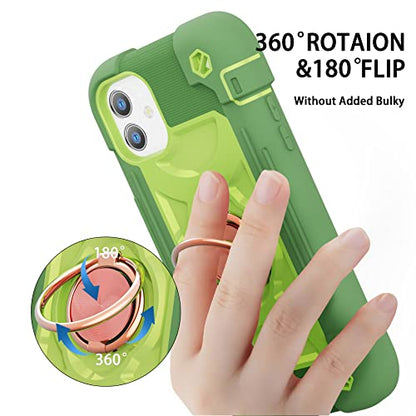 MARKILL Compatible with iPhone 11 Case 6.1 Inch with 360°Rotate Ring Stand, Military Grade Drop Protection Full Body Rugged Heavy Duty Case 3 in 1 Protective Cover Avocado - color: Avocado, size: iPhone 11 6.1"