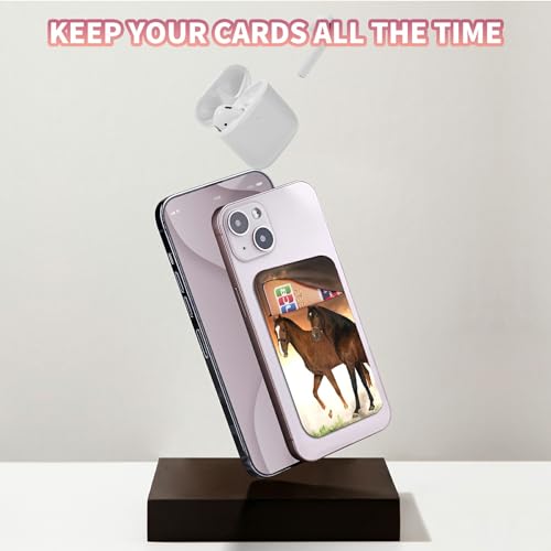 Phone Credit Card Holder Stick on, Phone Case Wallet, Cell Phone Pocket Self Adhesive Stretchy Lycra Stick on Wallet ID Credit Card Case Pouch Sleeve for All Smartphones, Horses - color: 317