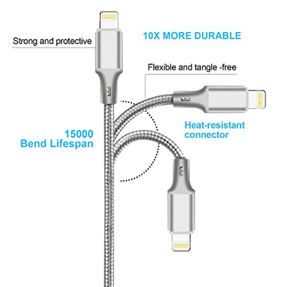 USB C to Lightning Cable, 5 Pack iPhone Charger PD Fast Charging Cord（Gray） - color: Gray, style: USB-C to L