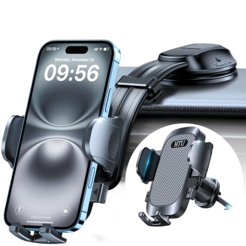 HTU Upgraded Strongest Suction No Block View Bendable Arm Car Phone Holder - color: Dark Gray