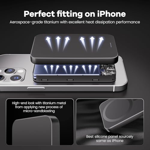 Magnetic Portable Charger – Industry-First Titanium Power Bank, 10,000mAh Ultra-Slim 0.5-Inch Design, 20W Fast Charging Battery Pack for iPhone 17/16/15/14/13/12/Air Series - color: Cosmic Orange