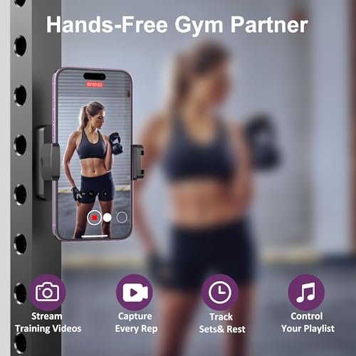 Magnetic Phone Holder for Gym, Magnet Gym Phone Mount w/ 6 x N52 Magnets - size: Short