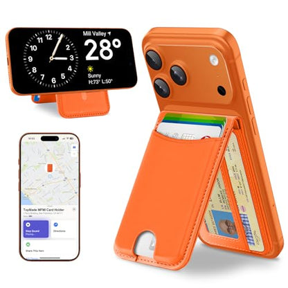 TopMade for MagSafe Wallet Works with Find My, Strongest Magnetic Wallet - color: Orange