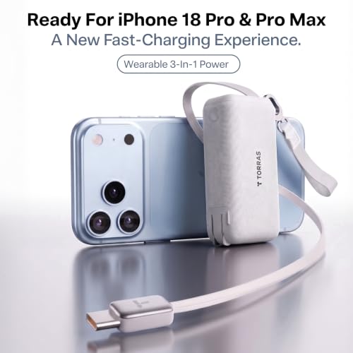 TORRAS PowerGo 3-in-1 Fast 10000mAh Portable Charger for iPhone 18 Pro Max