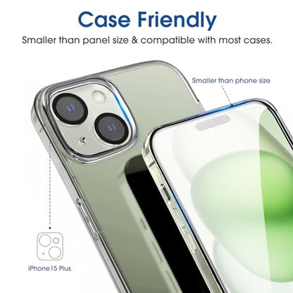 amFilm OneTouch for iPhone 15 Plus Screen Protector 6.7'' Tempered Glass - size: 15-6.7”
