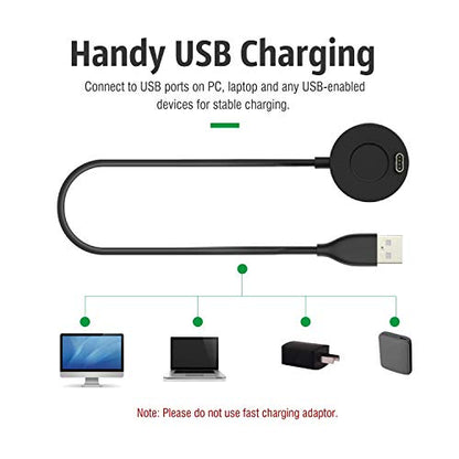 Charger Compatible for Garmin Fenix 9, Fenix 8, Fenix 7/7S/7X, Fenix 6/6S/6X, Fenix 5/5S/5X Charging Stand, Charging Dock Station Cradle Holder USB Cable for Garmin Vivoactive 6/5/4/3 Smartwatch - color: Black