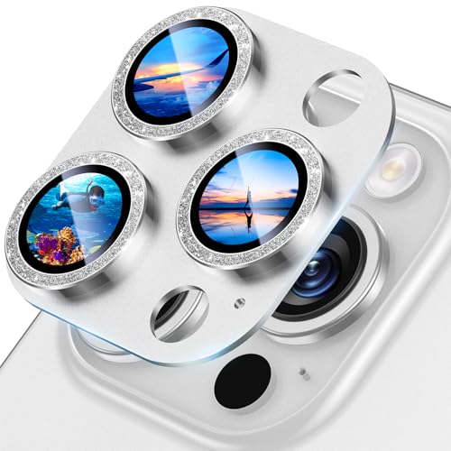 UniqueMe for iPhone 13 Pro/13 Pro Max Lens Protector Sliver (Bling Circle) - color: Silver(bling circle)