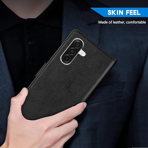 ZZXX for Samsung Galaxy A17 5G Wallet Case with [RFID Blocking] Card Slot Kickstand Magnetic Closure PU Leather Flip Fold Protective Phone Case for Samsung Galaxy A17(Black-6.7 inch) - color: Black