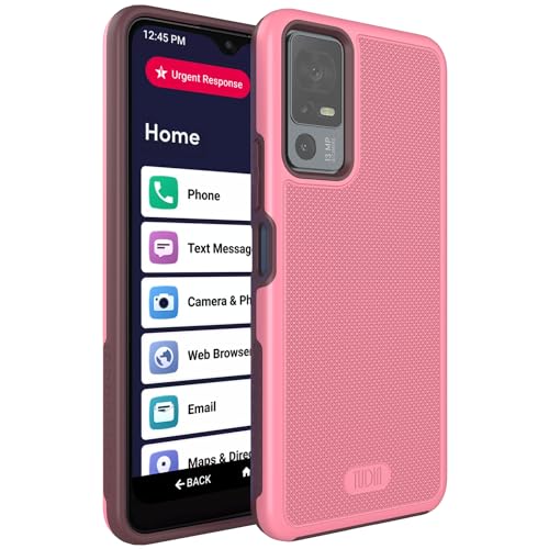 TUDIA MergeGrip for Jitterbug Smart 4 Case T608G, [Military Grade Drop Tested] Shockproof Protection Slim Rugged Dual Layer Heavy Duty Phone Cases for Senior - Smokey Pink - color: Smokey Pink