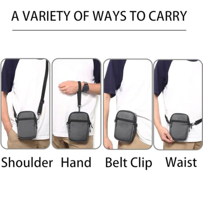 Multi-Functional Cell Phone Belt Holster, Water Repellent Nylon Crossbody Waist Bag Fits 7.2 Inch Phones, 4 Ways Wear Shoulder Hand Wrist Carry Pouch for Outdoor Travel Hiking(Grey) - color: Grey