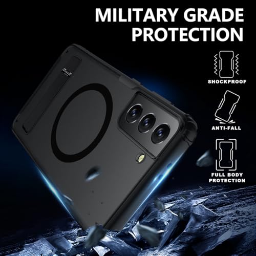 TIANNIUKE Magnetic Case for Samsung Galaxy S21,Compatible with MagSafe,Adjustable Kickstand,Translucent Matte Anti-Fingerprint,Shockproof Protective Phone Case - color: Kickstand Black, size: Galaxy S21