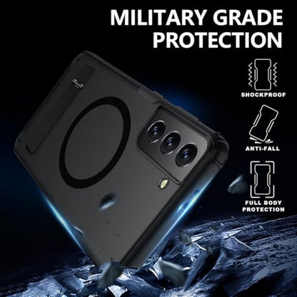 TIANNIUKE Magnetic Case for Samsung Galaxy S21,Compatible with MagSafe,Adjustable Kickstand,Translucent Matte Anti-Fingerprint,Shockproof Protective Phone Case - color: Kickstand Black, size: Galaxy S21