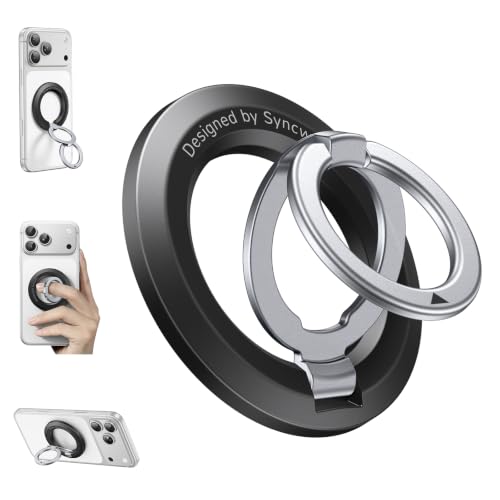 SYNCWIRE Magnetic Phone Ring Holder, for MagSafe Phone Grip Stand Kickstand - color: Black