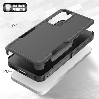 for Samsung Galaxy A35 5G Case: Dual Layer Protective Heavy Duty Cell Phone Cover Shockproof Rugged with Screen Protector - Military Protection Bumper Tough - Samsung Galaxy A35 5G 2024, Black - color: Black (PC) + Black (TPU)