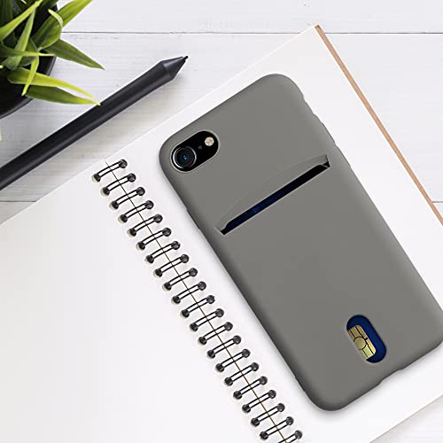 kwmobile Case Compatible with Apple iPhone SE (2022) / iPhone SE (2020) / iPhone 8 / iPhone 7 - Soft TPU Phone Cover with Card Holder and Silicone Finish - Stone Dust - color: Stone Dust