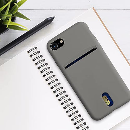 kwmobile Case Compatible with Apple iPhone SE (2022) / iPhone SE (2020) / iPhone 8 / iPhone 7 - Soft TPU Phone Cover with Card Holder and Silicone Finish - Stone Dust - color: Stone Dust
