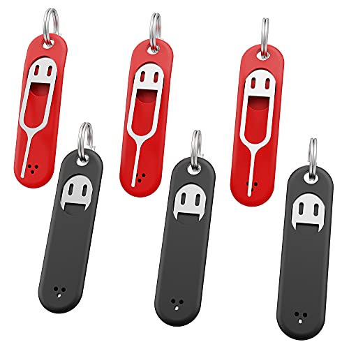 6 Pcs SIM Card Removal Tool- Sim Card Tray Pin Eject Removal Tool Needle Opener Ejector, Suitable for All iPhone, Samsung and Other Smart Phones, with Removable Key Chain Charm