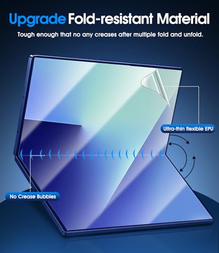 for Samsung Galaxy Z Fold 7 Screen Protector Flexible TPU Film [No Creases] [2 Inside + 2 Front + 2 Back] [Faster Self-Healing] Zero Bubbles, Easy Install, Case Friendly - 2 Sets
