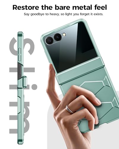 GooseBox for Samsung Galaxy Z Flip 7 Case,Built-in Privacy Screen Protector&Hinge Protection Shockproof All-Inclusive Smartphone Cover for Samsung Galaxy Z Flip 7(Mint Green) - color: Flip7-Mint Green FKP