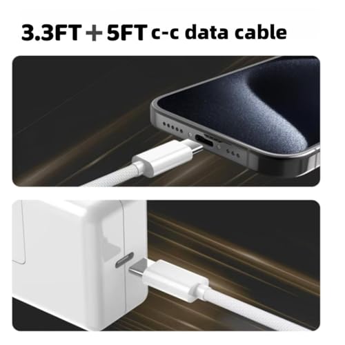 USB C to USB C Cable(2 Pack)，Type-C 60W Fast Charging Cable, Nylon Braided, for Home/Office/Travel, Compatible with iPhone 17/16/15, MacBook, Samsung, iPad, Laptop（3.3ft + 5ft）