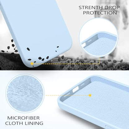 GUAGUA Compatible with iPhone 15 Pro Max Case 6.7 Inch Liquid Silicone Soft Gel Rubber Slim Microfiber Lining Cushion Texture Cover Shockproof Protective Case for iPhone 15 Pro Max, Light Blue - color: Light Blue, size: iPhone 15 Pro Max