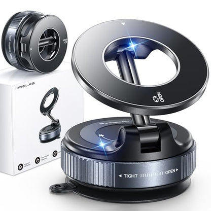MRGLAS 2026 Upgraded for MagSafe Vacuum Car Phone Mount, 360° Adjustable - color: Black