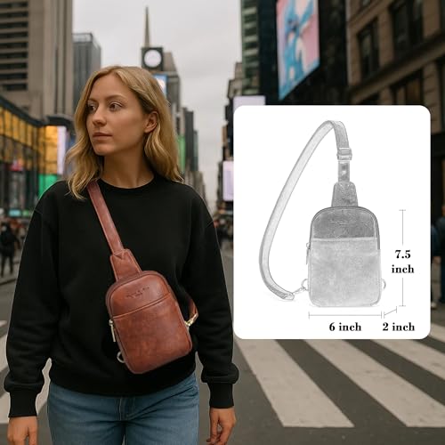 Travel Small Sling Bag for Women Anti Theft Crossbody Bags Phone Purse Cross Body Fanny Pack Over the Shoulder Bags(Brown) - color: Brown Dark