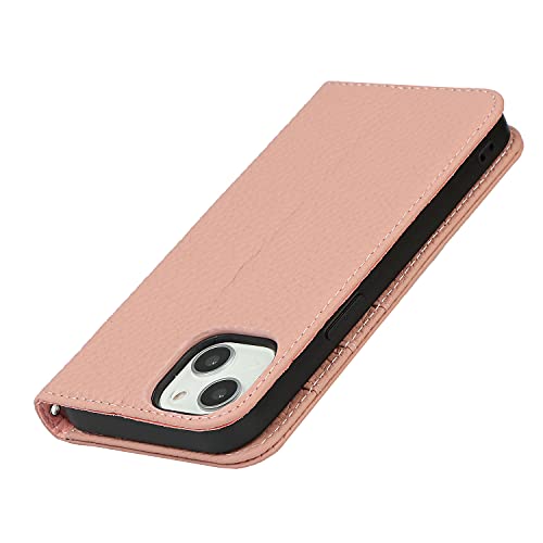 iCoverCase Compatible with iPhone 13 Wallet Case with Credit Card Holder and Wrist Strap, RFID Blocking Genuine Leather Flip Magnetic Phone Cover 6.1 Inch (Pink) - color: 1-Pink (No Headphone Storage Belt), size: iPhone 13