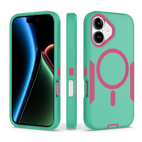 Designed for iPhone 17 Case,Green Rose | Compatible with MagSafe,Double protection,Tough Durable,Detachable back clip,Dustproof,No Fading,No Yellowing,Non-Slip - color: Green Rose, size: iPhone 17 6.3”