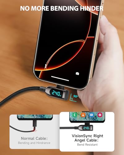 240W Right Angle USB C to USB C Cable, 4ft, 2Pack, Black - size: 4FT-2Pack