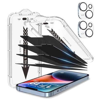 EZ-GLAZ-4+2 Pack for iPhone 14 Privacy Screen Protector (6.1") - size: iPhone 14