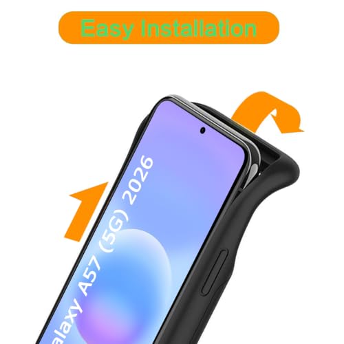 Battery Case for Galaxy A57,12000mAh Portable Protective Smart Wireless Charging Case Support Carplay Compatible with Galaxy A57 (6.7 inches)Rechargeable Extended Battery Charger Cover(Black) - size: for Galaxy A57