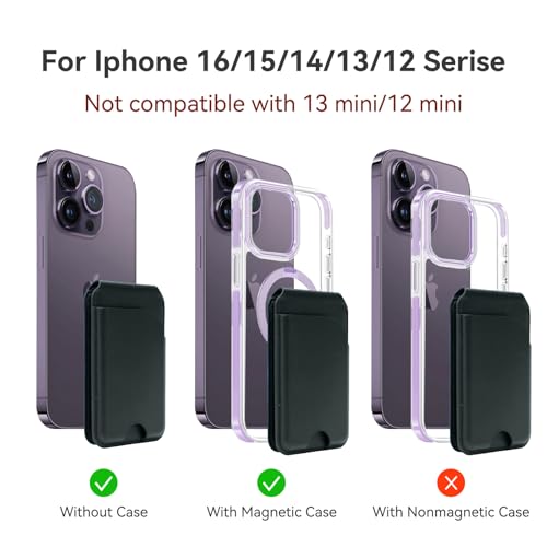 for MagSafe Wallet，Leather Magnetic Wallet for Phone with Adjustable Stand，5 Magnetic Credit Card Holder RFID Blocking for iPhone 17 16 15 14 13 12 Pro Max Air Series Cases Father's Day - color: Black