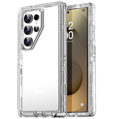 AICase for Samsung Galaxy S25 Ultra Case Clear 3 in 1 Heavy Duty Drop Protection Full Body Rugged Shockproof/Dust Proof 3-Layer Military Protective Tough Durable Cover for Galaxy S25 Ultra 6.9"_1 - color: Clear, size: Samsung Galaxy S25 Ultra