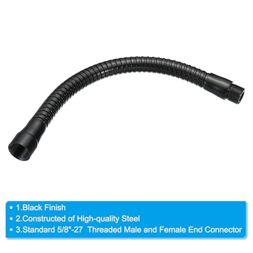 PATIKIL 10" Microphone Gooseneck, 5/8"-27 Thread Metal Universal Hose Flexible Arm Gooseneck Tube Extension for Multifunction DIY, Black - color: Black, size: 10"