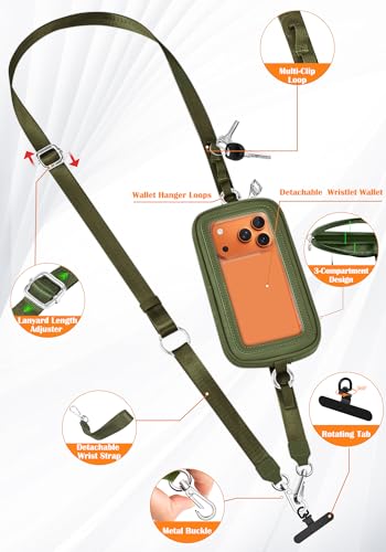 takyu Phone Strap Crossbody with Detachable RFID Wallet Forest Green - color: Forest Green