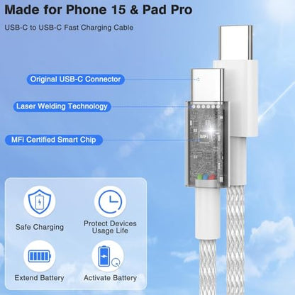 iPhone 17 16 Charger Fast Charging, MFi Certified 20W USB C Charger Block with 6FT Woven USB-C to C Cable for iPhone 17/17 Pro Max/17 Air/16/16 Pro Max/15/15 Pro Max/iPad Air/iPad mini/AirPods Pro - size: 6FT_1Pack