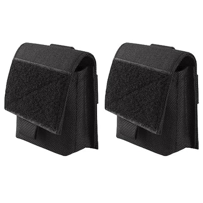 TRIWONDER Tactical Cigarette Pouch Molle Small Military Bag Battery Cigarette Case EDC Utility Card Holder Lighter Slot Mini Cigar Waist Pack - color: 01 Black - 2 Pack
