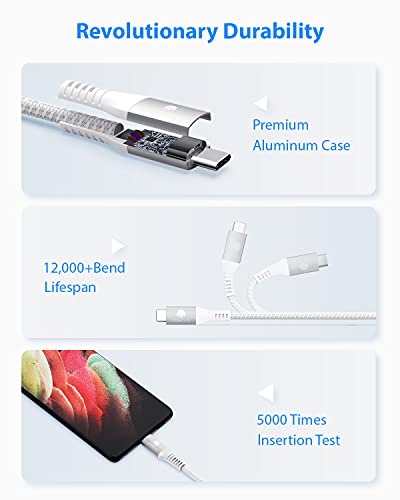 CONMDEX Android Auto USB Cable [3ft, 2Pack] 10Gbps, 3A Fast Charging - color: White, size: 3ft+3ft, style: 2Pack