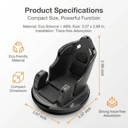 Car Phone Holder, Car Dashboard Phone Mount with Silicone Pad Mat, Slip Free Desk Phone Stand, Universal for Most Smartphones,GPS Devices and More (Black) - color: Black