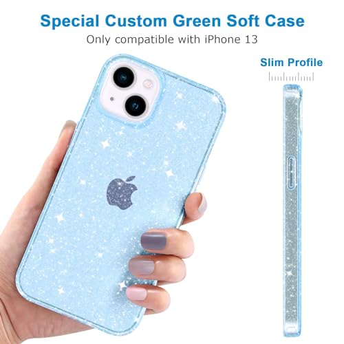 JJGoo for iPhone 13 Case, Glitter Soft TPU Shockproof Protective Bumper Cover, Sparkle Bling Sparkly Cute Slim Women Girls Phone Case for iPhone 13, 6.1inch, Blue Glitter - color: Glitter Blue