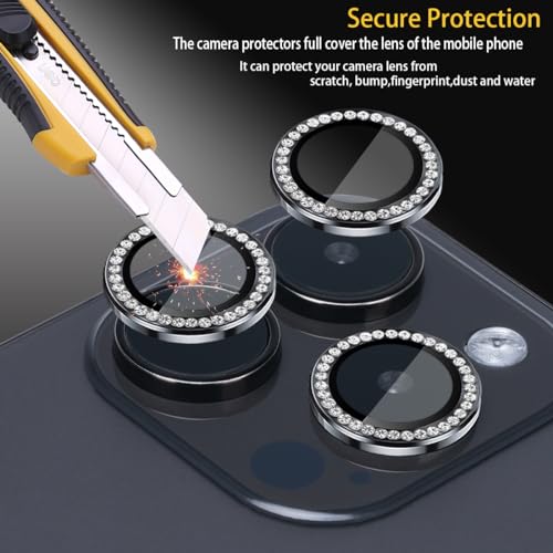 Camera Lens Protector for iPhone 15 Pro/15 Pro Max, Diamond Black - color: Diamond Black