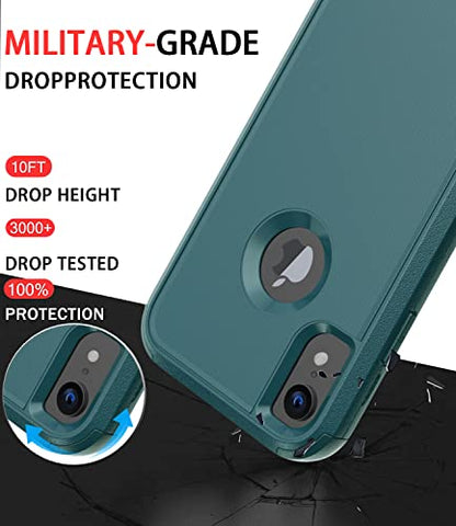 Diverbox for iPhone Xr Case [Shockproof] [Dropproof] [Dust-Proof],Heavy Duty Protection Phone Case Cover for Apple iPhone XR (Dark Green) - color: Dark Green-3in1