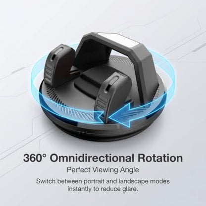 Car Phone Holder Mount, Car Dashboard Phone Holder, Anti-Slip Waterproof Navigation Mount with Wider Silicone Base, Rotatable One-Hand Operation Bracket, Universal for Most Phones (Black)