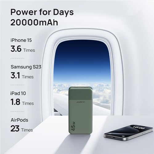JUOVI Power Bank 45W 20000mAh Portable Charger - color: Green