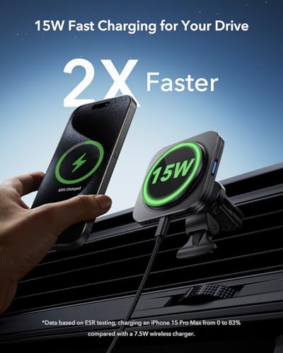 ESR for MagSafe Car Mount Charger for iPhone Duo/18 Pro/17-12, Samsung S26