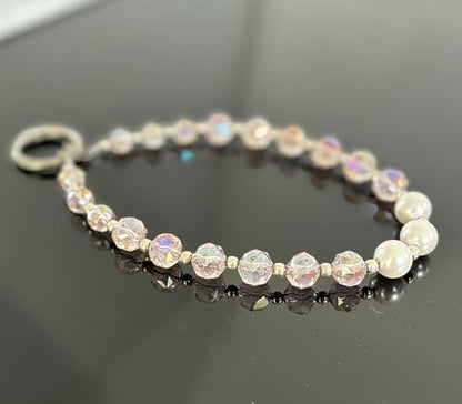 Sparkle Crystal Pearl Phone Wrist Strap for Women, Sparkling Beaded Cellphone Lanyard Chain - color: Pink