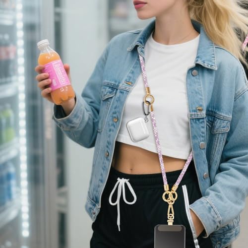 ABJFJE Crystal Phone Lanyard Crossbody & Wrist Strap Phone Strap Crossbody & Wrist Lanyard Anti Theft Phone Strap for Women - color: Light Purple